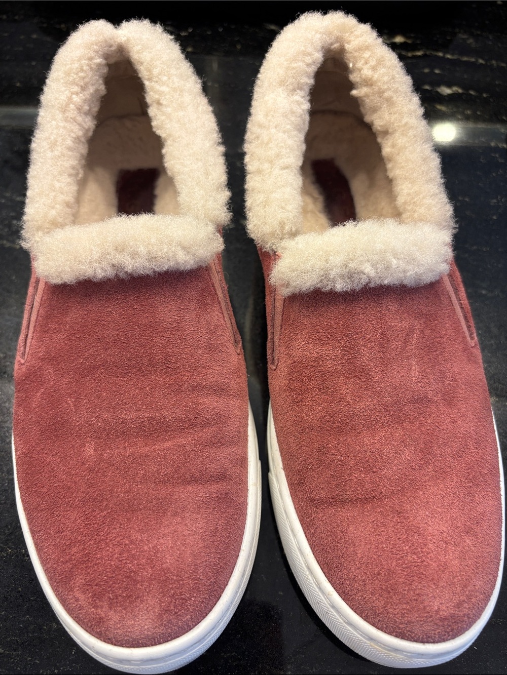 M. Gemi Women's Cozy Suede Slip-On Shoes with Shearling Lining - Rose, 38 EUC